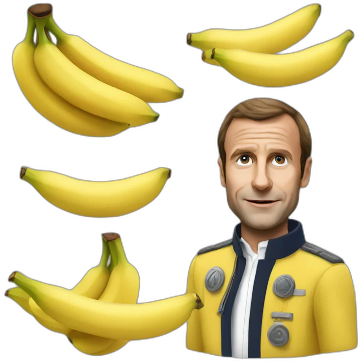 macron avec des grosses bananes emoji