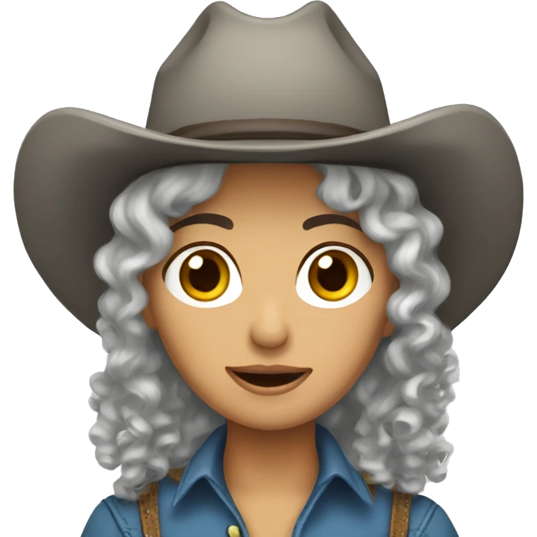 Curly grey hair cowgirl emoji
