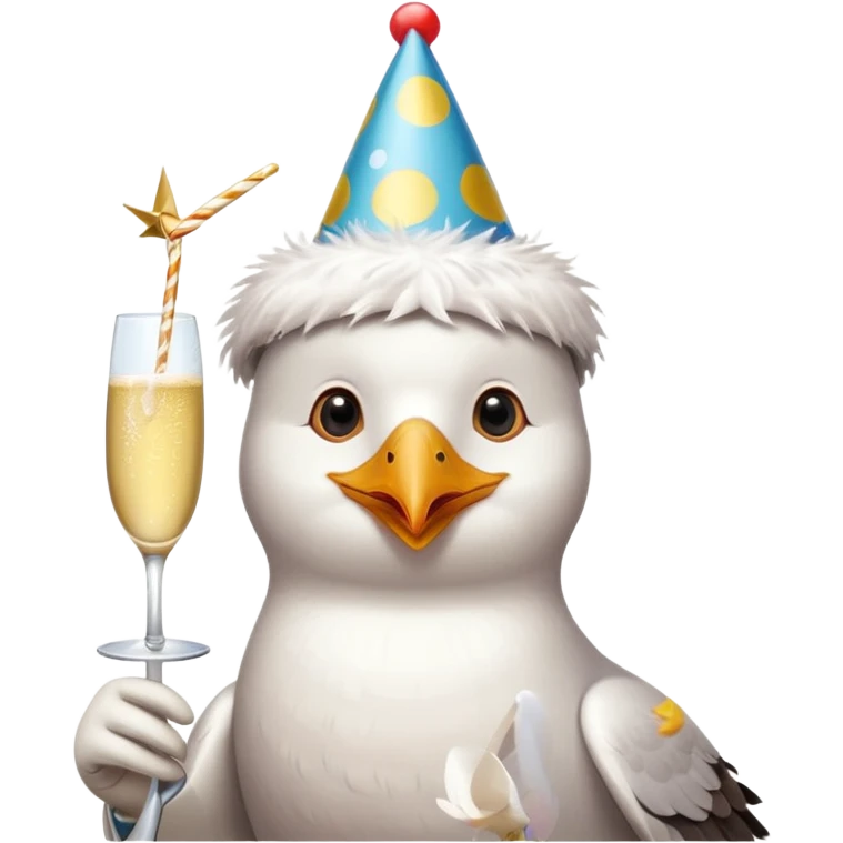 A seagull partying emoji
