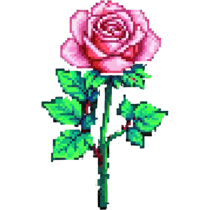 simple and vibrant rose in pixel art style emoji