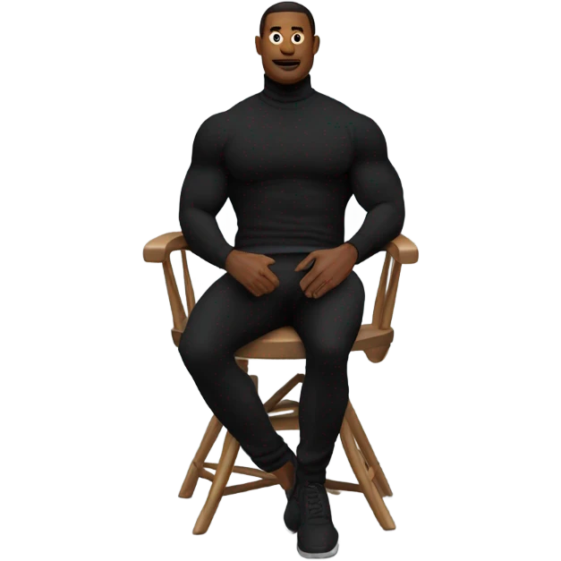 muscle fit black turtleneck shirt sitting in chair emoji