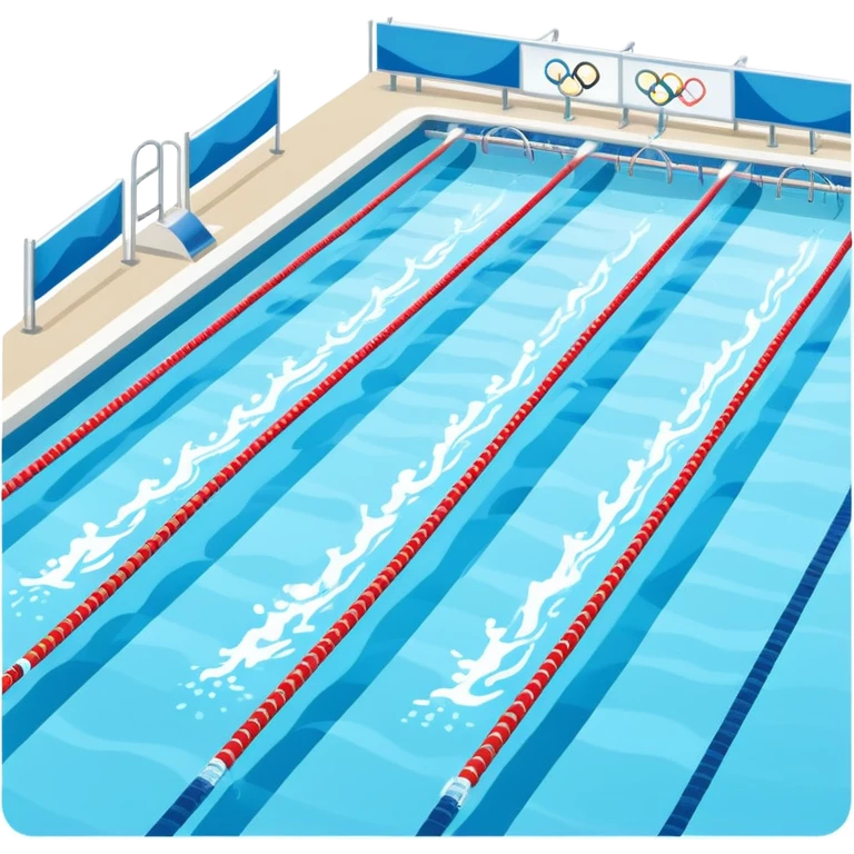 An icon featuring an Olympic swimming pool with multiple lanes and swimmers racing side by side. Splashes and lane dividers highlight the competition atmosphere. Transparent background emphasizes the energy, speed, and intensity of professional swimming events. emoji