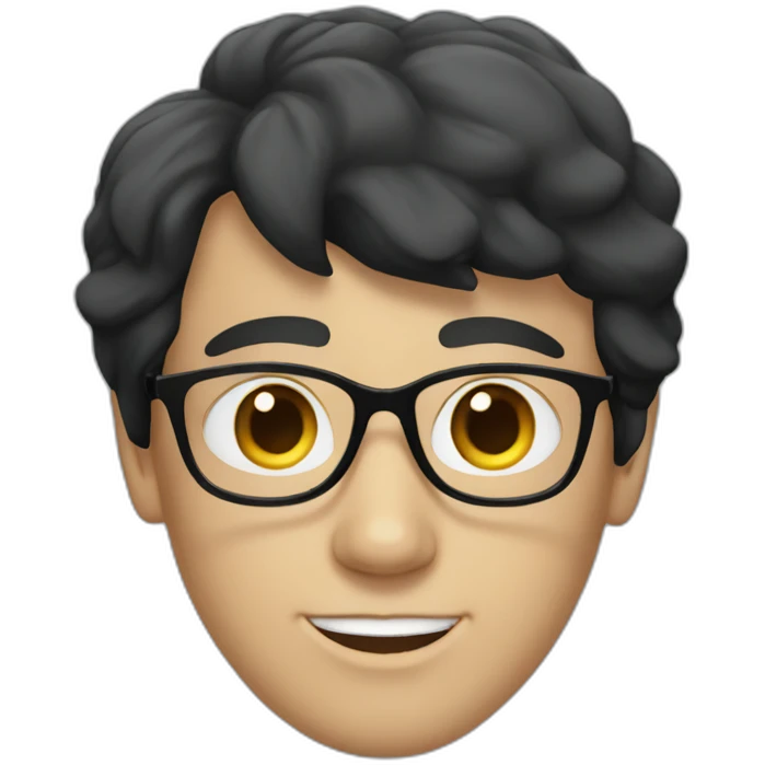 white boy with spects with black hair emoji