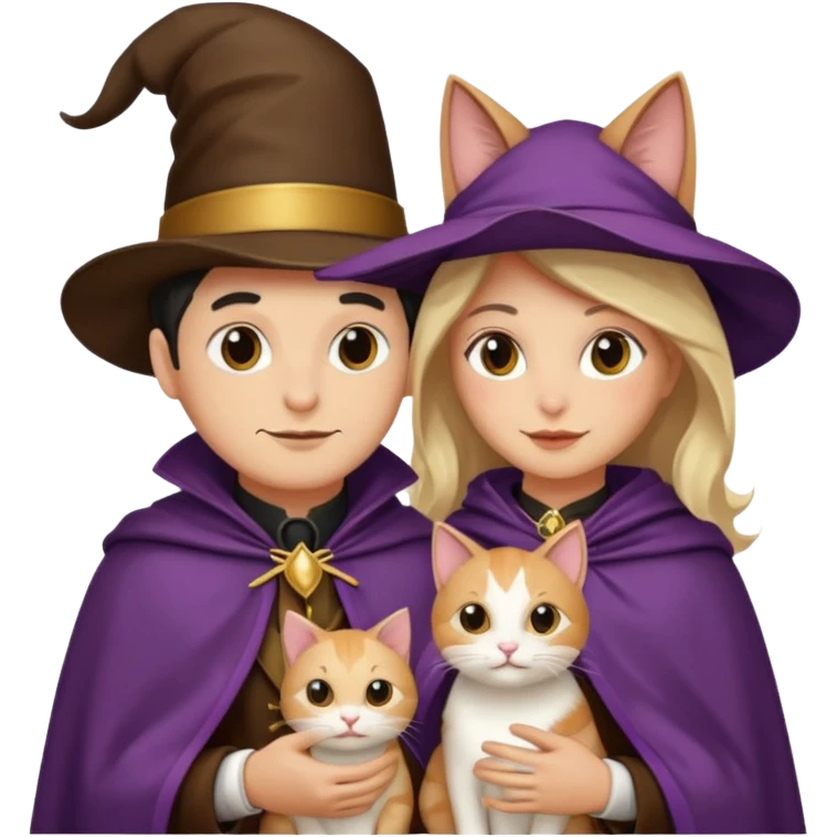 magician couple and their pet cat emoji