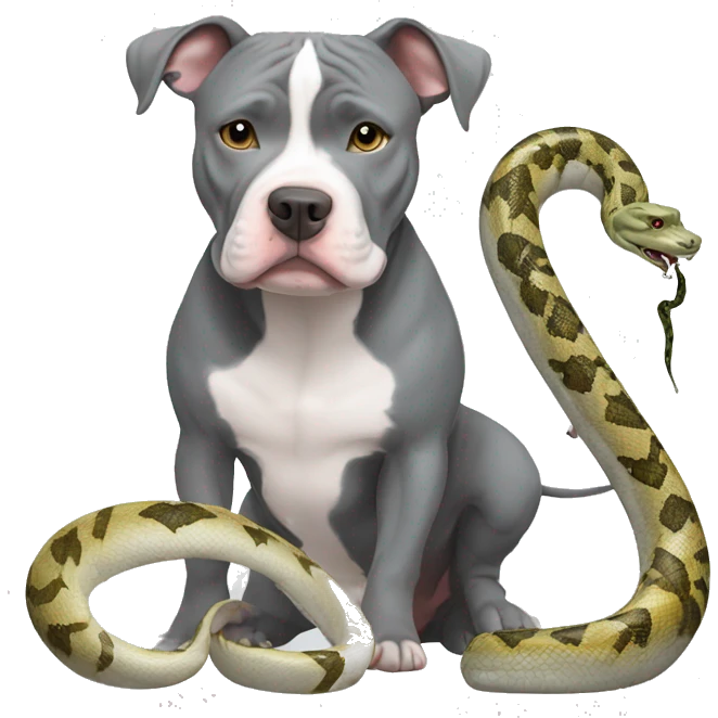 grey and white pitbull with snake emoji