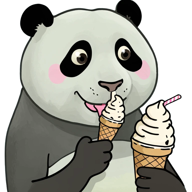 Panda eating ice cream emoji