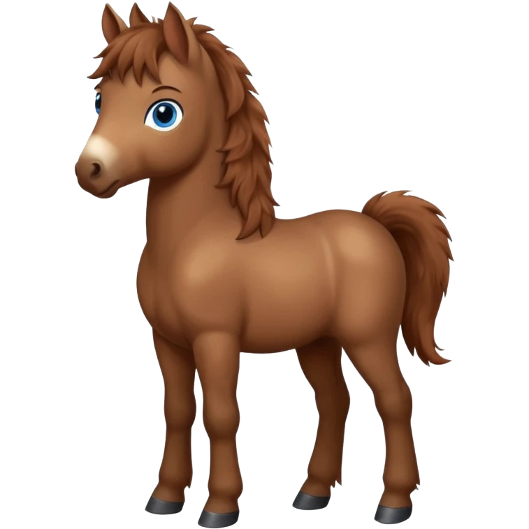 a standing foal horse with big blue eyes emoji