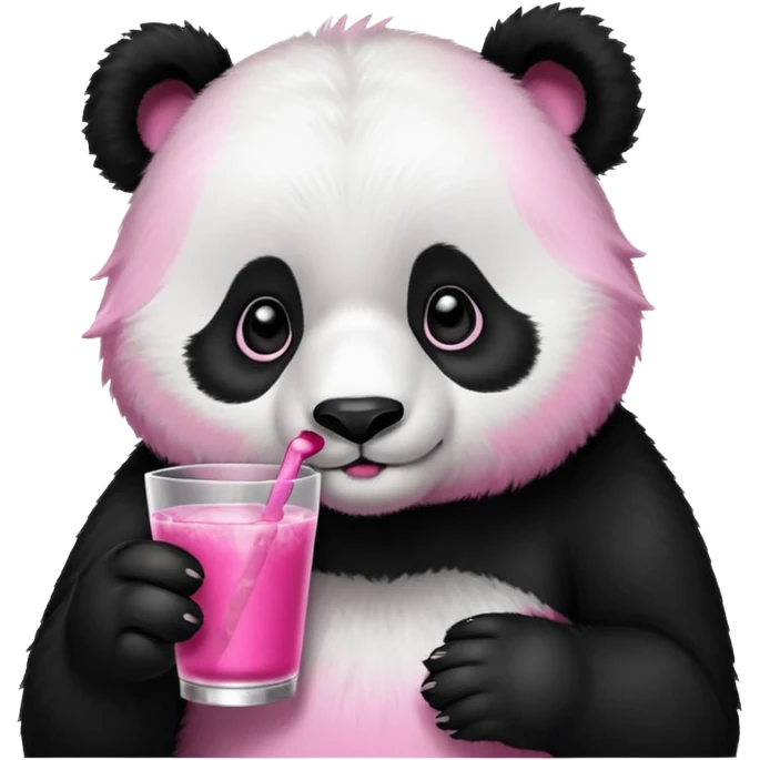 Panda drinking pink Whitney  emoji