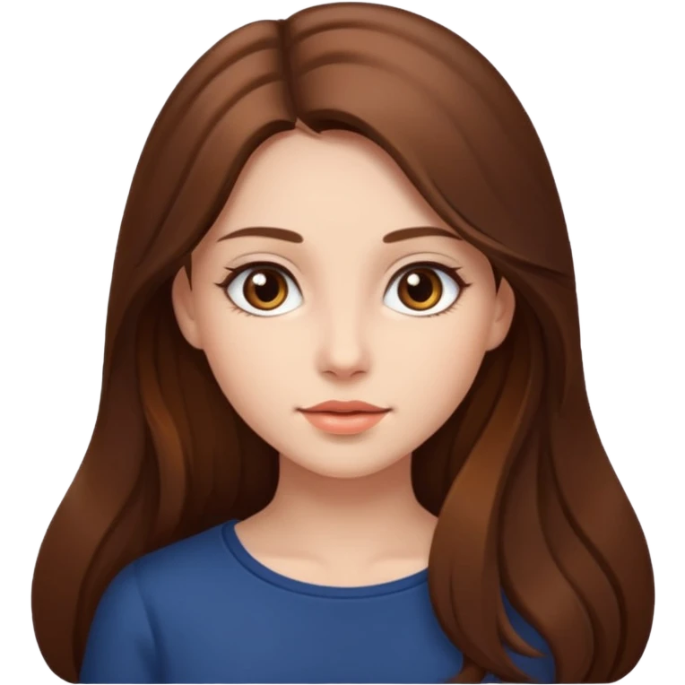 beautiful girl with long and brown hair and brown eyes emoji