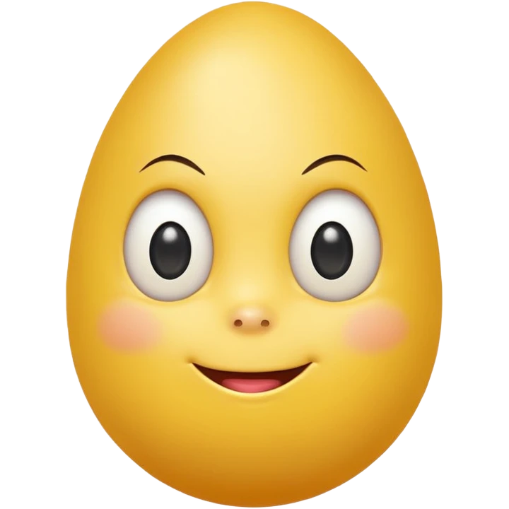 yellow egg with side eye smiling face, no cracks emoji