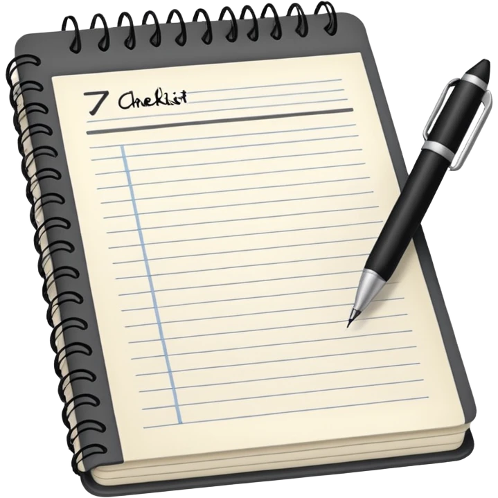 notebook with tasks, checklist emoji