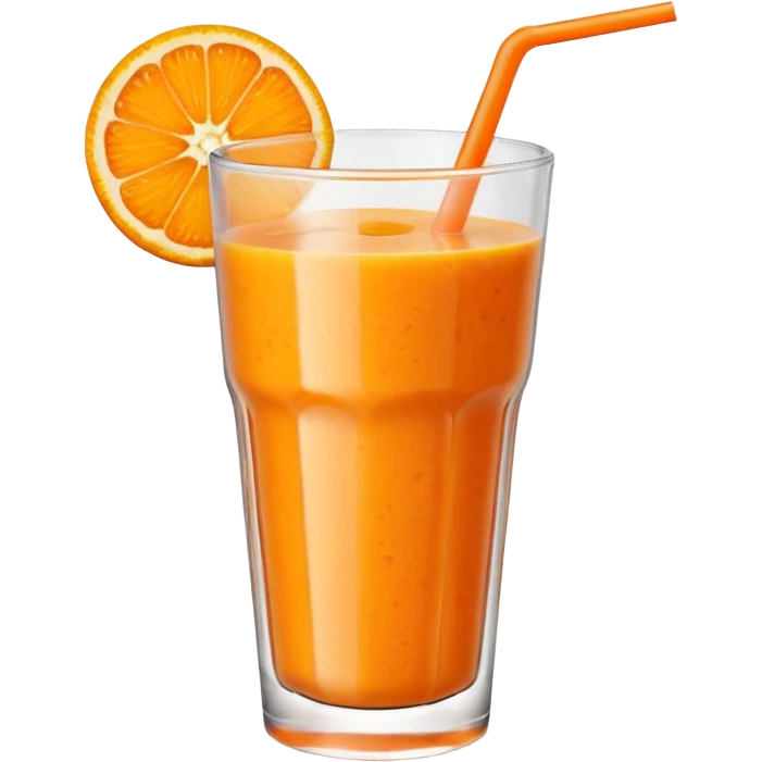 orange smoothie emoji glass cup with orange smoothie, slice of orange on rim, vivid textures emoji