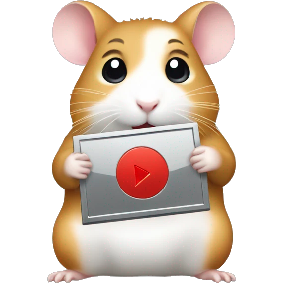 A hamster holding youtube silver play button award emoji