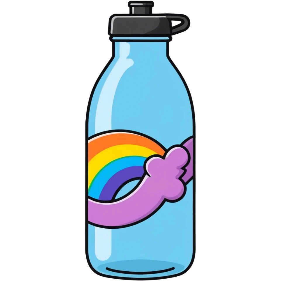 Bottle of water with a rainbow in it Fiji  emoji
