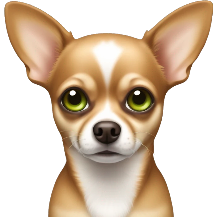 chihuahua mit braunen flecken und grünen augen emoji