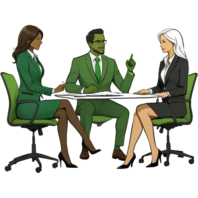 two women one men lawyer meeting emoji