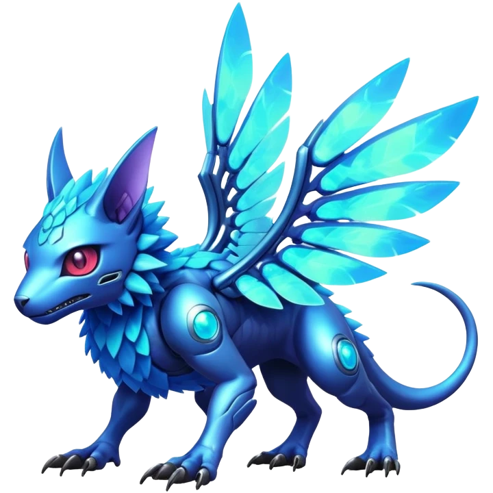 exotic colorful futuristic modern cyber-Fakémon-Digimon-Trico-Vernid-creature emoji