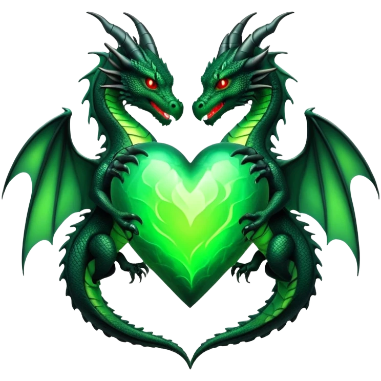 Black and green dragon hearts emoji