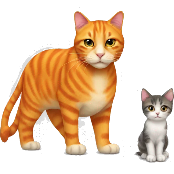 Big orange cat AND small tricolour kitty emoji