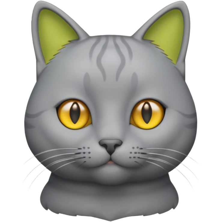 A 3D cartoon Chartreux cat in silvery-gray color, thick coat, friendly eyes, balanced lighting, Memoji-style realism. full body or half body. emoji