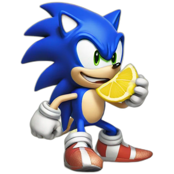 Sonic the hedgehog eating a lemon emoji