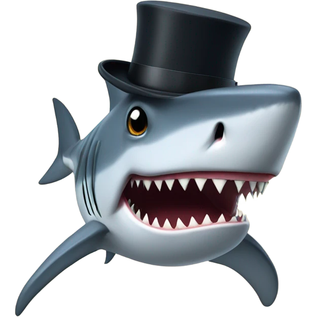 Shark with a top hat emoji