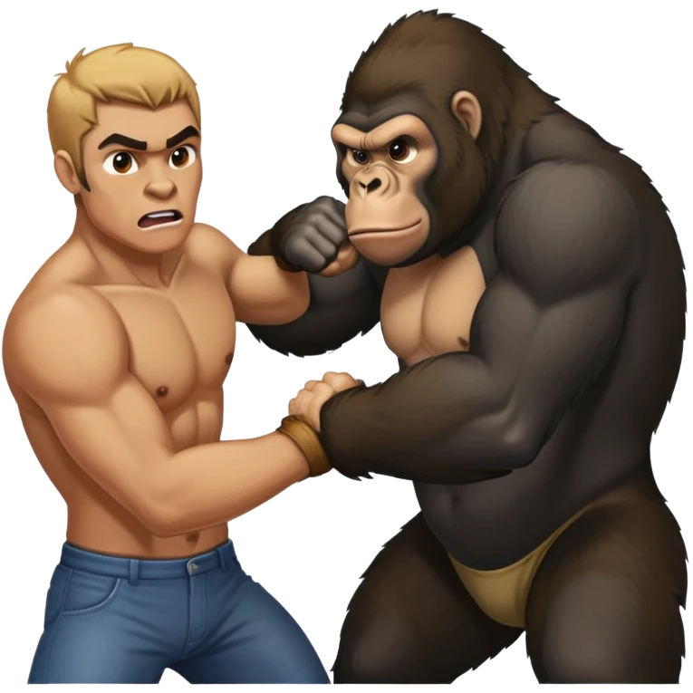 man fighting a gorilla emoji