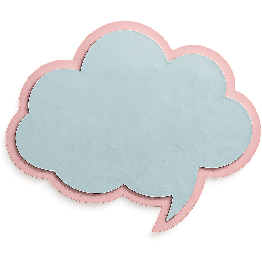 soft pastel aesthetic cloud-shaped note bubble with a pink border emoji