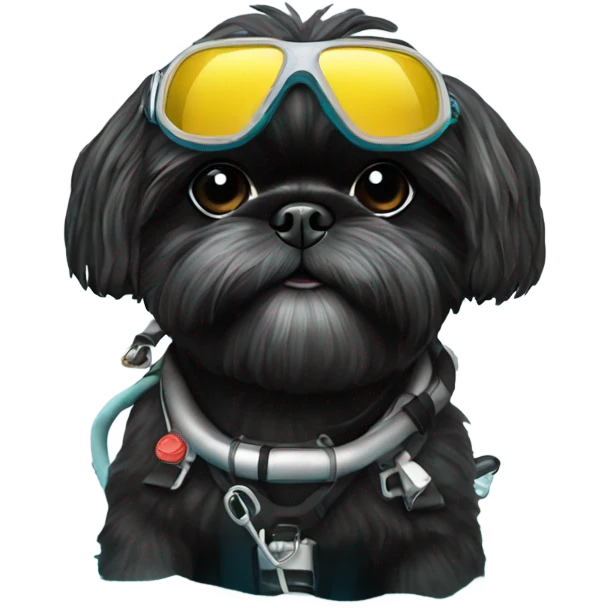 Black Shih tzu as scuba diver emoji