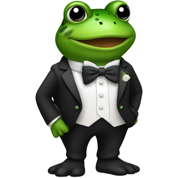 Green toad in a tuxedo  emoji