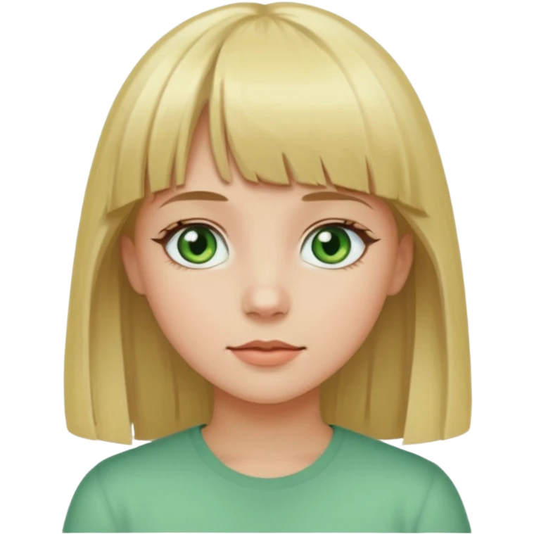 Ragazza bionda con la frangetta con gli occhi verde chiaro emoji