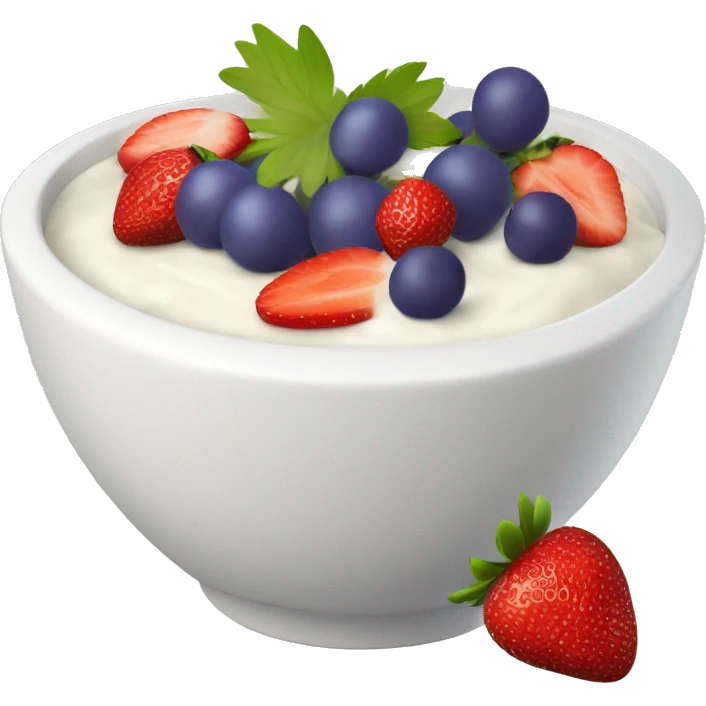 fruit yogurt bowl with strawberries and grapes emoji