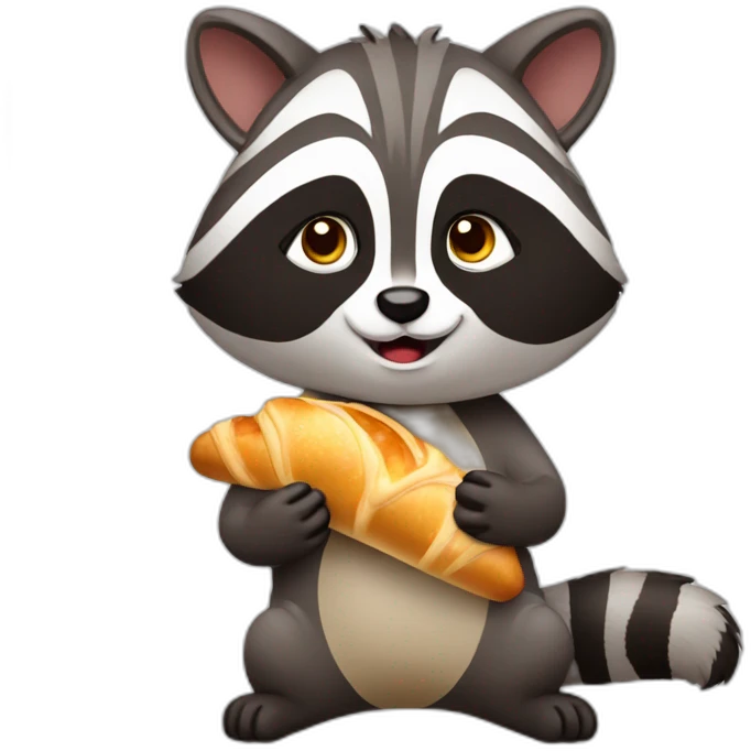 Raccoon eat croissant emoji
