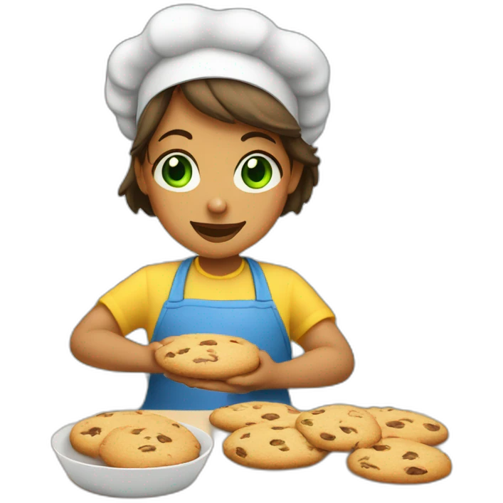  girl green eyes baking cookies emoji