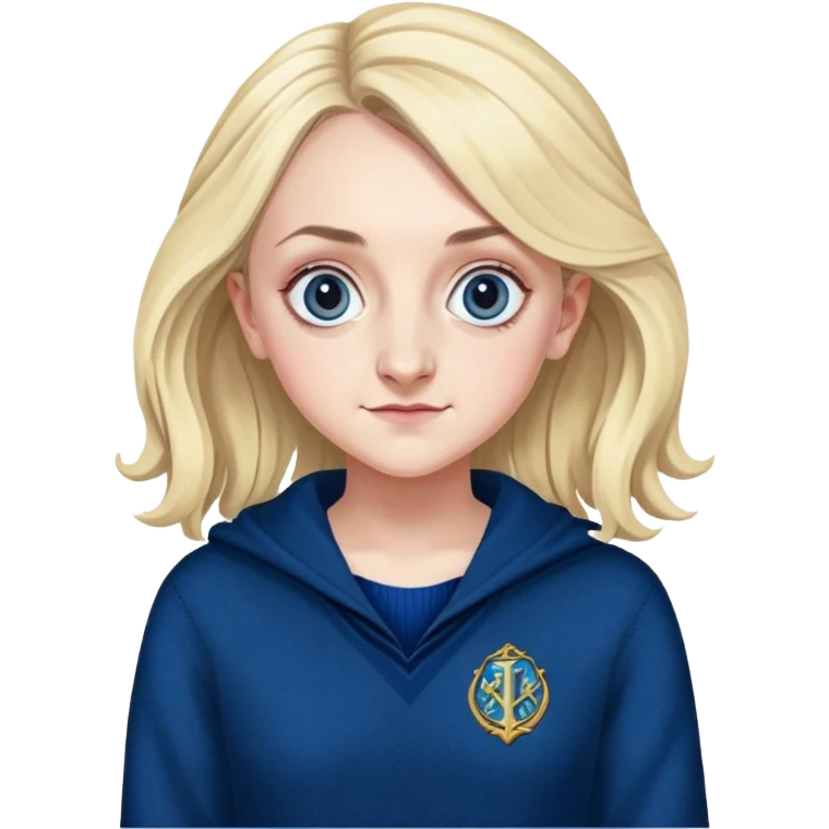 Evanna Lynch is Luna Lovegood in harry potter, wear dark blue sweater emoji