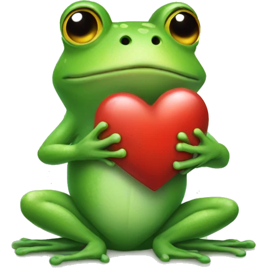 Frog holding a heart emoji