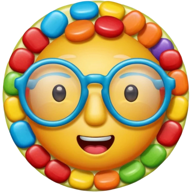 candy with face and glassess emoji