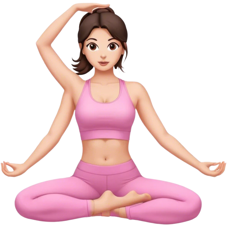 Brunnete sexy yoga girl light pink clothes  emoji