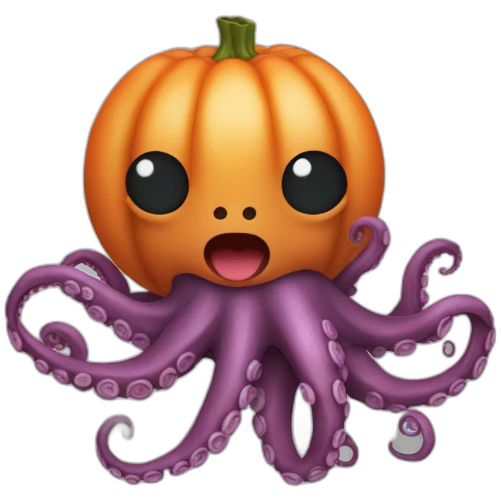 Octopus with a chumpkin emoji