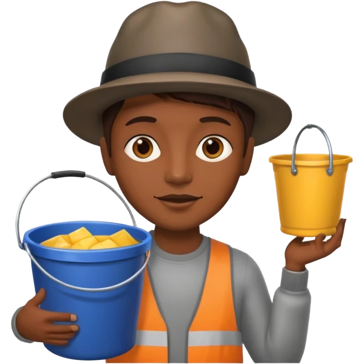 Poster Paster + bucket, Street Artist. emoji