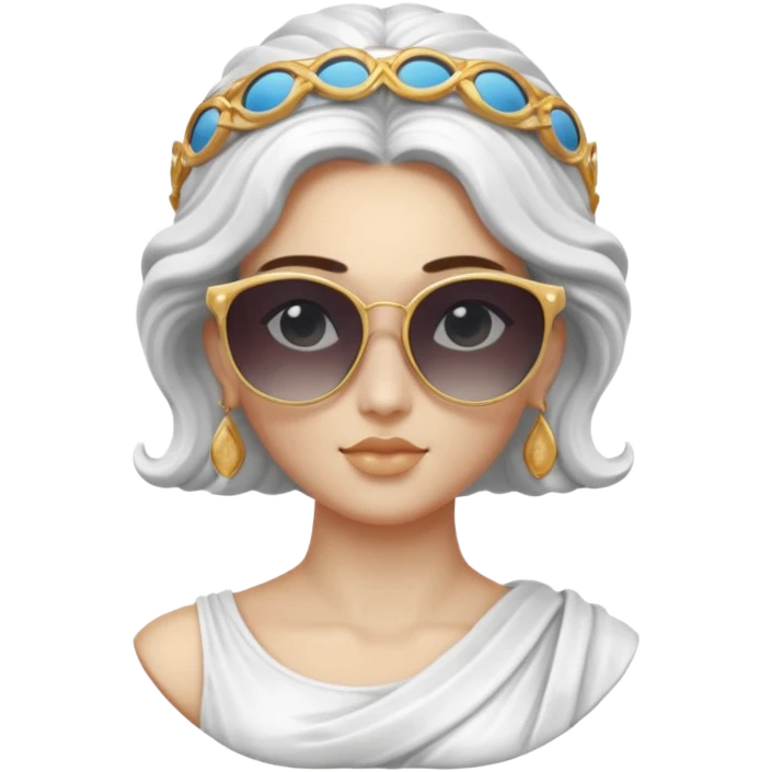 greek goddess sculpture wearing sunglasses emoji