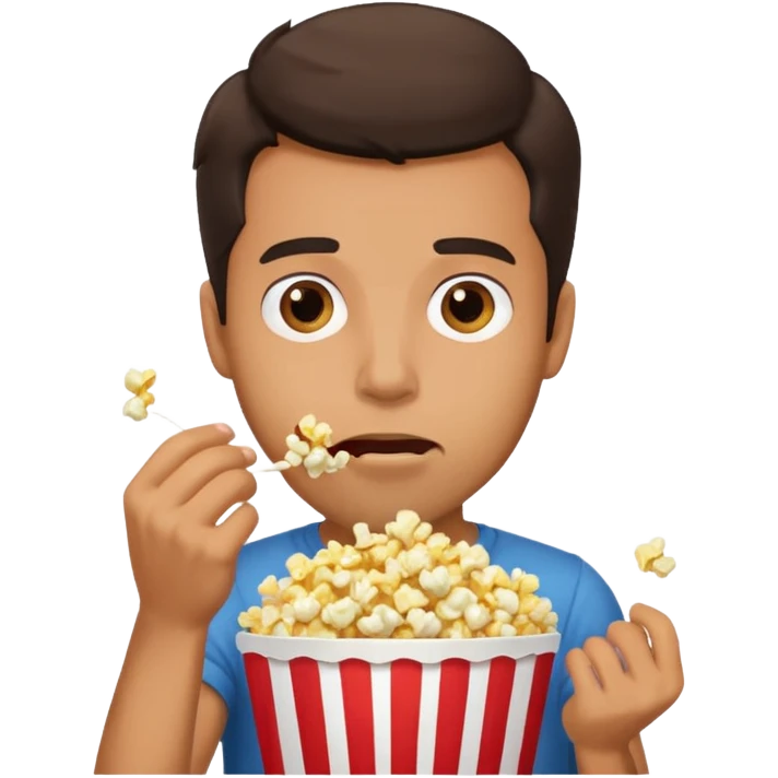 Make a guy eating popcorn in a dramatic conversion emoji