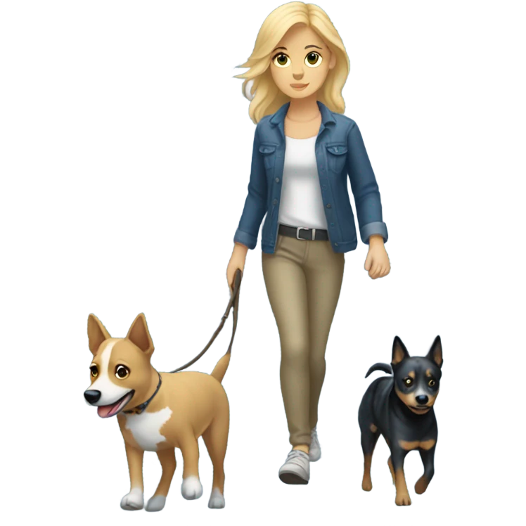 Blonde girl walking a blue heeler emoji
