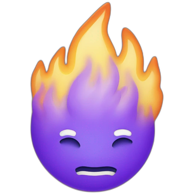 Cœur violet avec des flammes bleus emoji