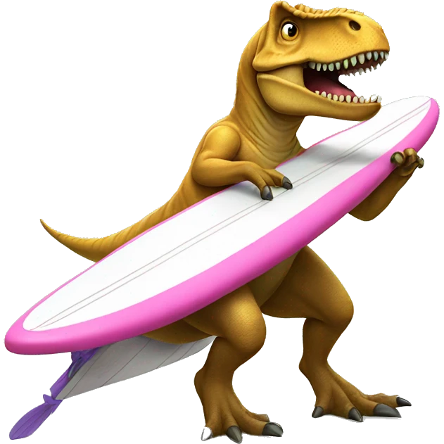 t. rex on a surfboard with a tutu on emoji