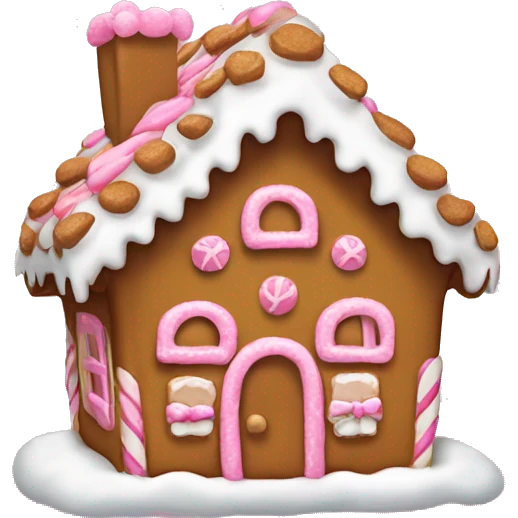 Gingerbread house with a pink bow  emoji