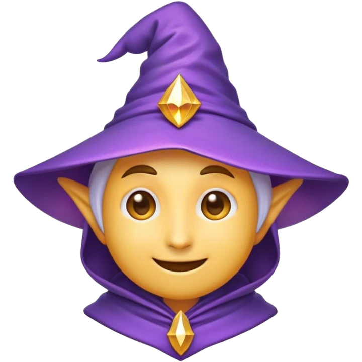 Clash of Clans aesthetic Playful Mage Portrait Emoji, Head tilted with a mischievous glimmer and subtle enchanting smile, featuring a compact, gracefully robed form with a pointed wizard hat and twinkling eyes in natural skin tone, Simplified yet irresistibly charming features, highly detailed, glowing with a warm, inviting magical glow, high shine, spirited and imaginative, stylized with a touch of whimsical sorcery, soft glowing outline, capturing the essence of a playful mage exuding friendly arcane wonder! emoji