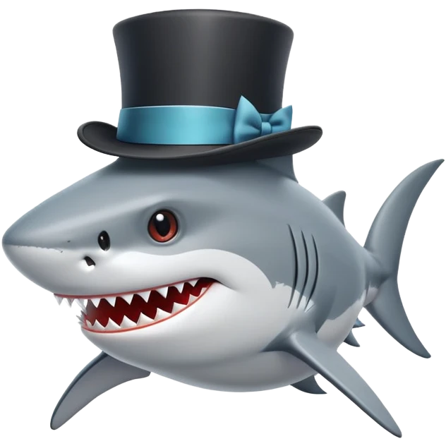 Shark with a top hat emoji