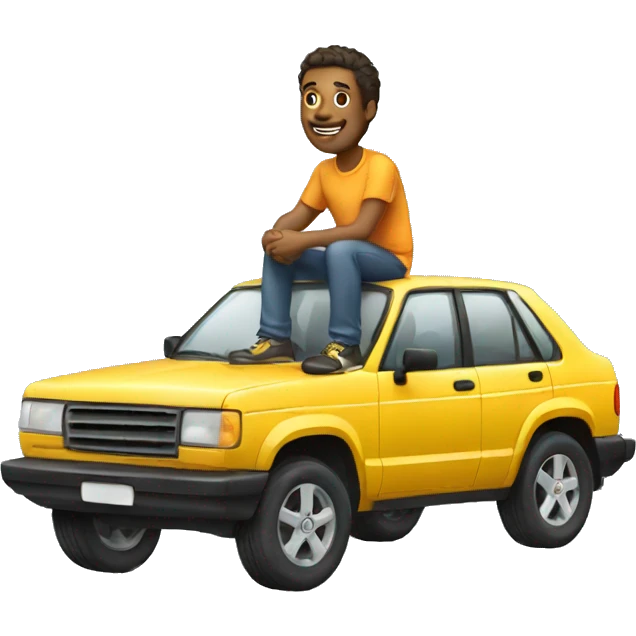 man sitting on top of car emoji