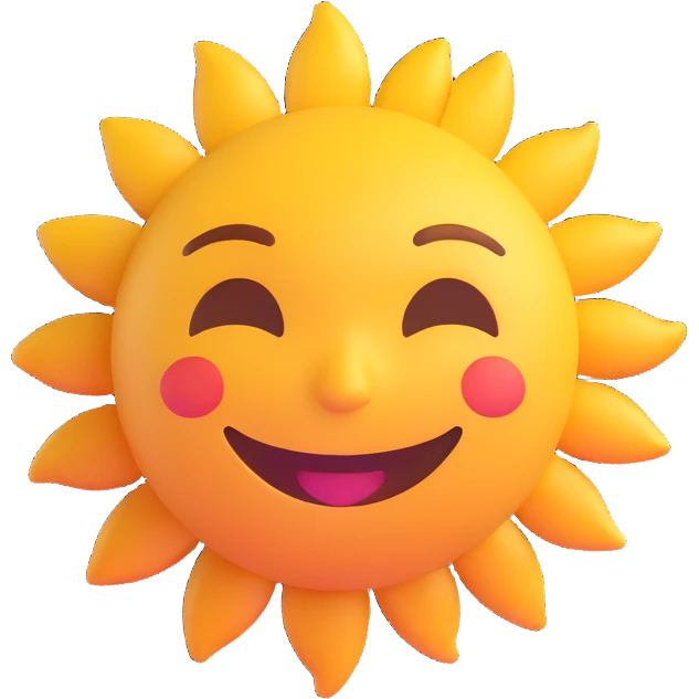 smiling sun 3d emoji emoji